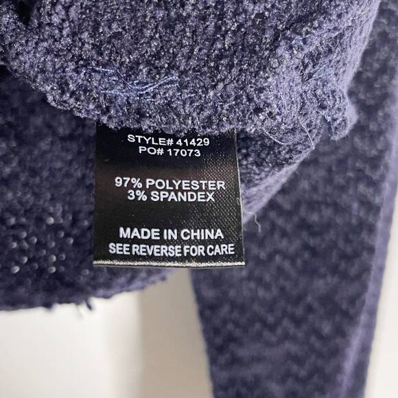 Skies Are Blue Medium M Navy Blue Velvet Texture Twist Front Sweater Crew Neck - Picture 7 of 8